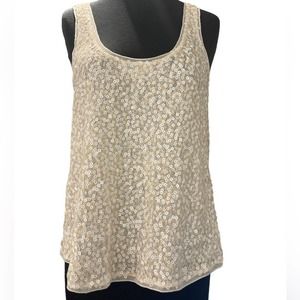 EXPRESS Sequin Tank Size Med White and Ivory